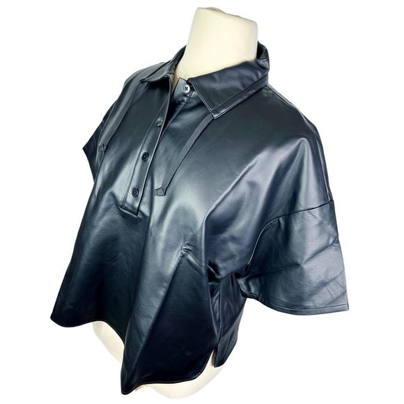 Who What Wear Collection Nadia Vegan Leather Pullover - Size Medium - Picture 3 of 5